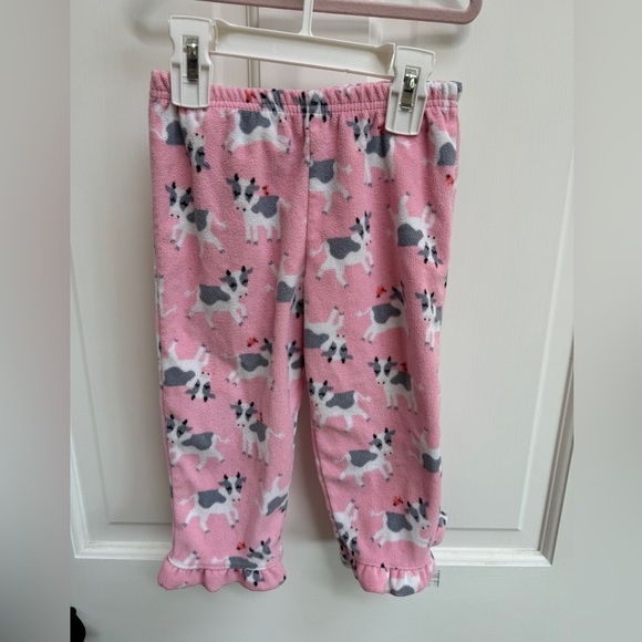 Carter’s 2T Girls Pink & White Cow Animal Fleece Pajama Pants - Picture 1 of 4